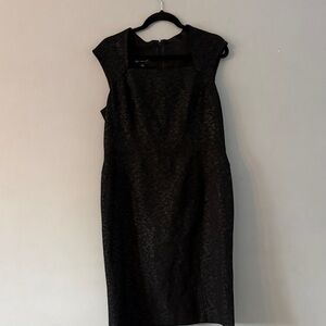 Jones New York Black Textured Midi Dress